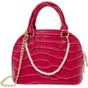 Patant Crocodile Moon Pearl Handbag, Hot Pink - Bags - 1 - thumbnail