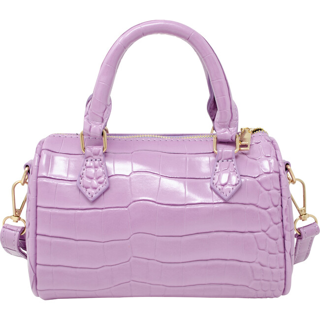 Crocodile Leather Patant Duffle Handbag, Lavender