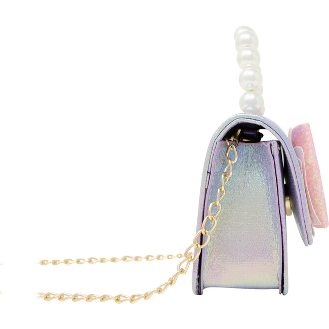 Glitter Bow Pearl Handle Handbag, Purple