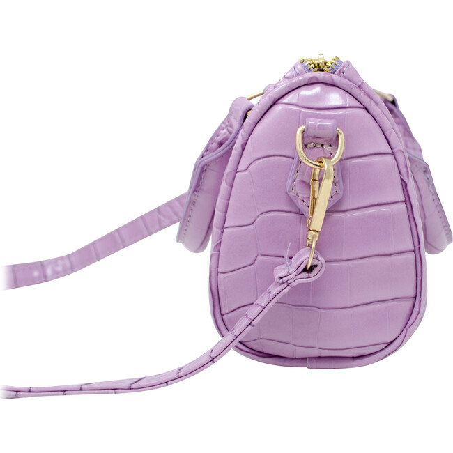 Crocodile Leather Patant Duffle Handbag, Lavender