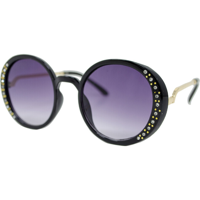 Round Crystal Sunglasses, Black