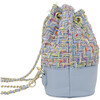 Tweed Drawstring Backpack, Blue - Bags - 2 - thumbnail