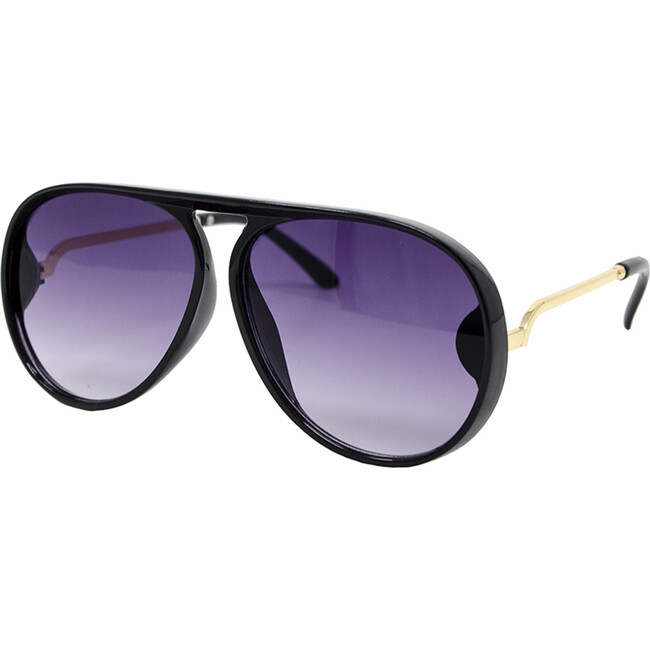 Black Aviator Teardrop Sunglasses, Black - Sunglasses - 1