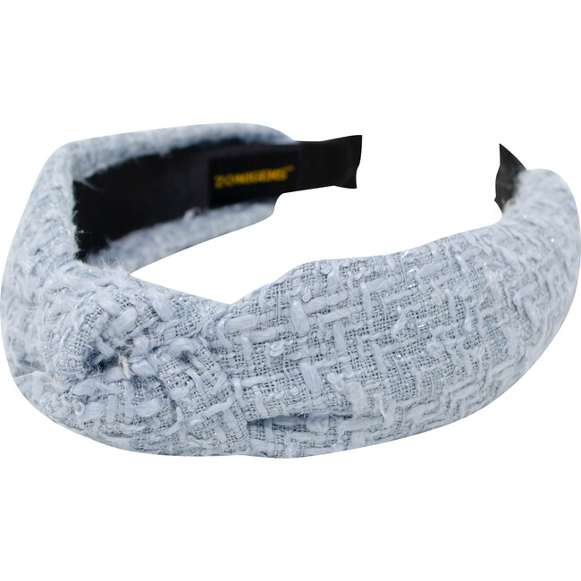 Tweed Knotted Plain Hairband, Blue