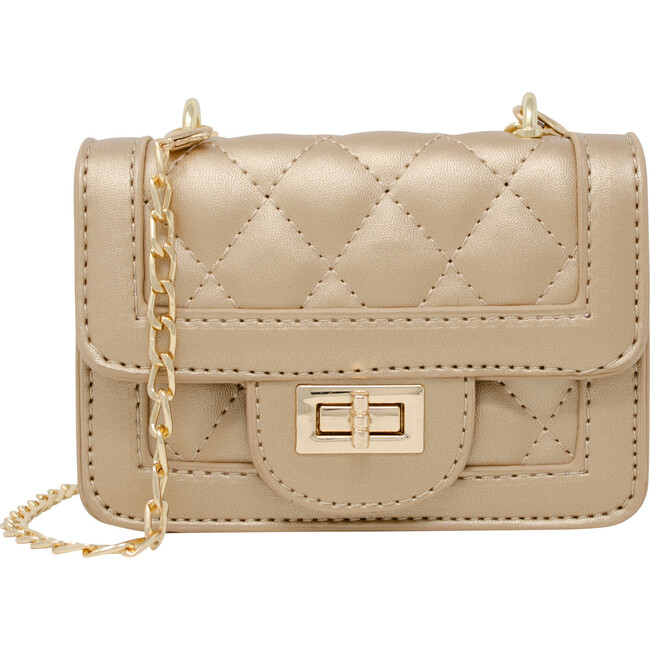 Classic Quilted Flap Handbag, Gold