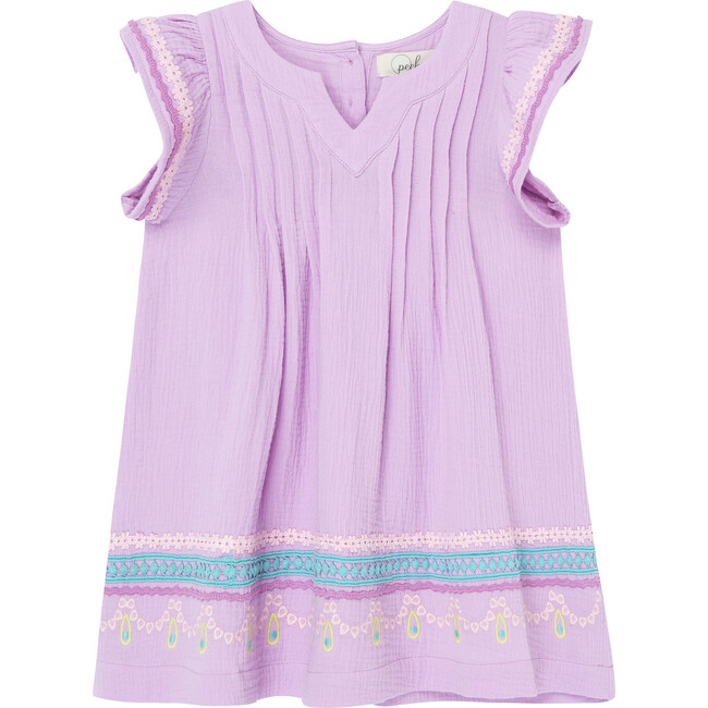 Flutter Sleeve Dress, Purple - Dresses - 1