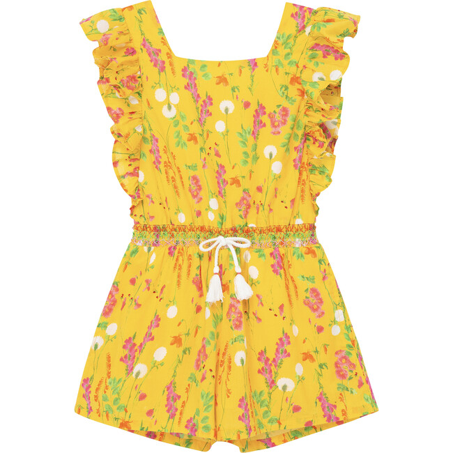 Flutter Sleeve Romper, Floral - Rompers - 1