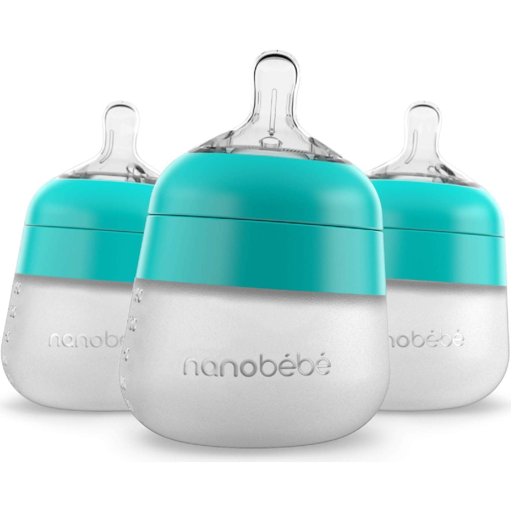 Flexy Silicone Bottle, Teal 3pk - Bottles - 1