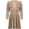 Velvet Dress, Champagne - Dresses - 1 - thumbnail