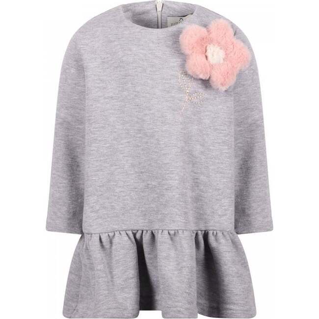 Flower Jersey Dress, Gray - Dresses - 1 - zoom