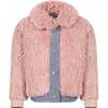 Fuzzy Denim Jacket, Pink - Jackets - 1 - thumbnail