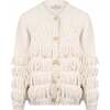 Ruffle Knit Cardigan, Beige - Cardigans - 1 - thumbnail