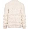 Ruffle Knit Cardigan, Beige - Cardigans - 2
