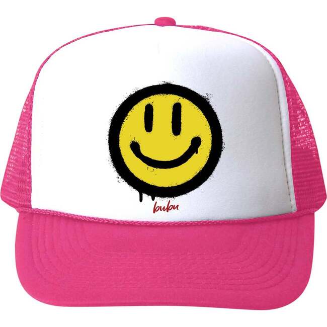 Smiley Face Hat, Hot Pink - Hats - 1