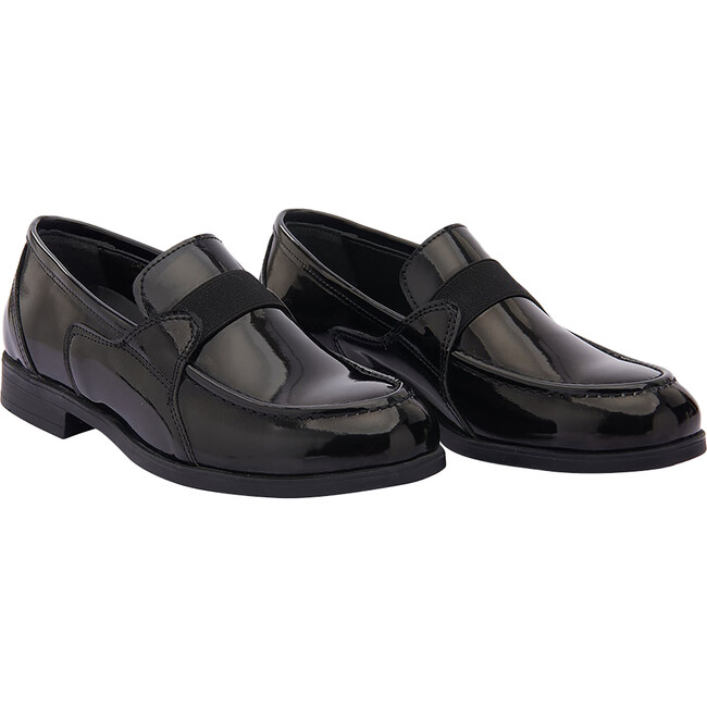 Faux Patent Leather Loafers, Black