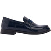 Faux Patent Leather Loafers, Navy - Slip Ons - 2 - thumbnail