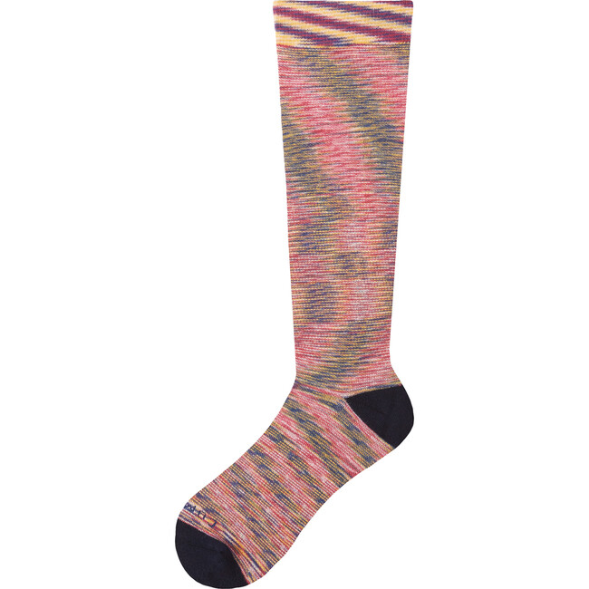 Women's Combed Cotton Compression Socks, Space Dye Navy/Red - Socks - 1