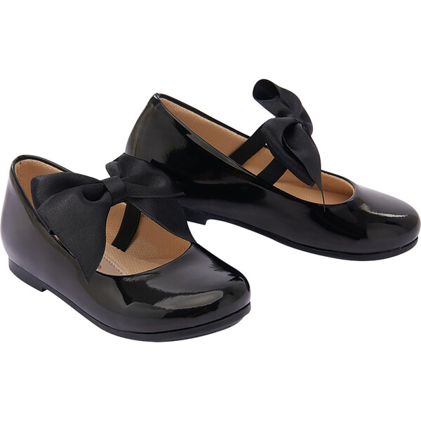 Patent Elastic Bow Flats, Black - Perla Shoes | Maisonette