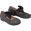 Glitter Elastic Bow Flats, Black - Mary Janes - 1 - thumbnail