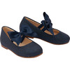 Glitter Elastic Bow Flats, Navy - Mary Janes - 1 - thumbnail