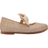 Glitter Elastic Bow Flats, Gold - Mary Janes - 2