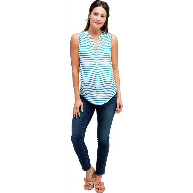 Women's Mia Top, Blue / White Stripe - Shirts - 1
