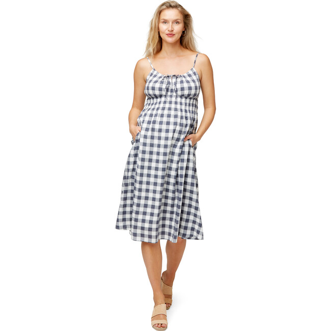 Women's Roma Dress, Navy and White plaid - Dresses - 2