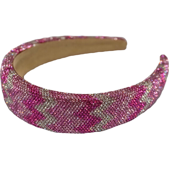 Fully Crystallized Zigzag Headband, Pink - Hair Accessories - 1