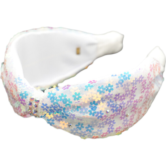 Flower Sequin Headband, White - Hair Accessories - 1