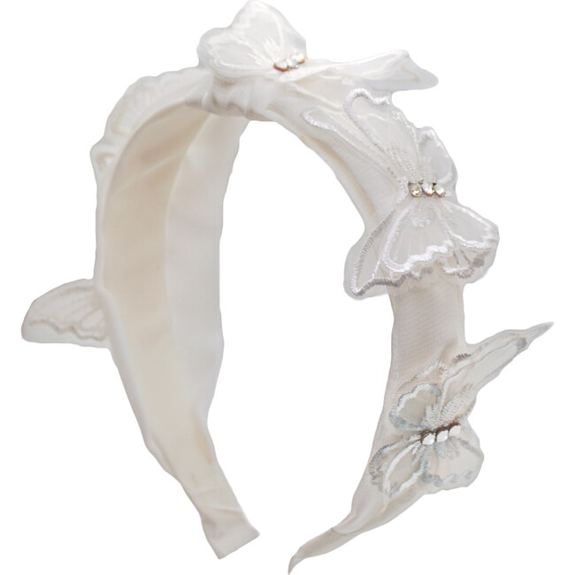 Chiffon Butterfly Headband, White - Hair Accessories - 1