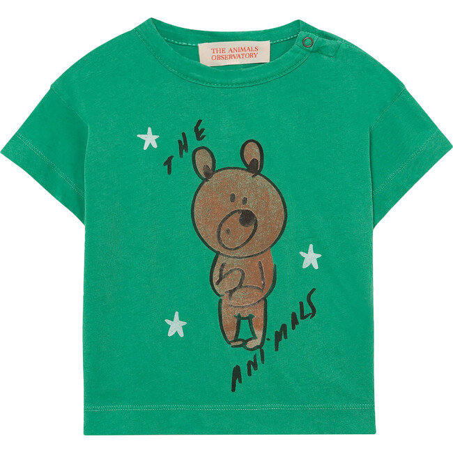 Rooster Oversize Baby T-Shirt, Green Bear