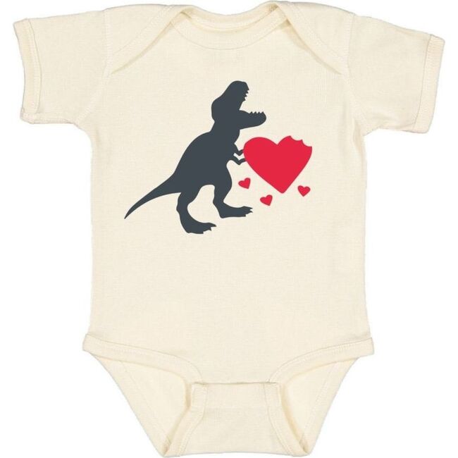 Lovesaurus Short Sleeve Bodysuit, Natural - Shirts - 1