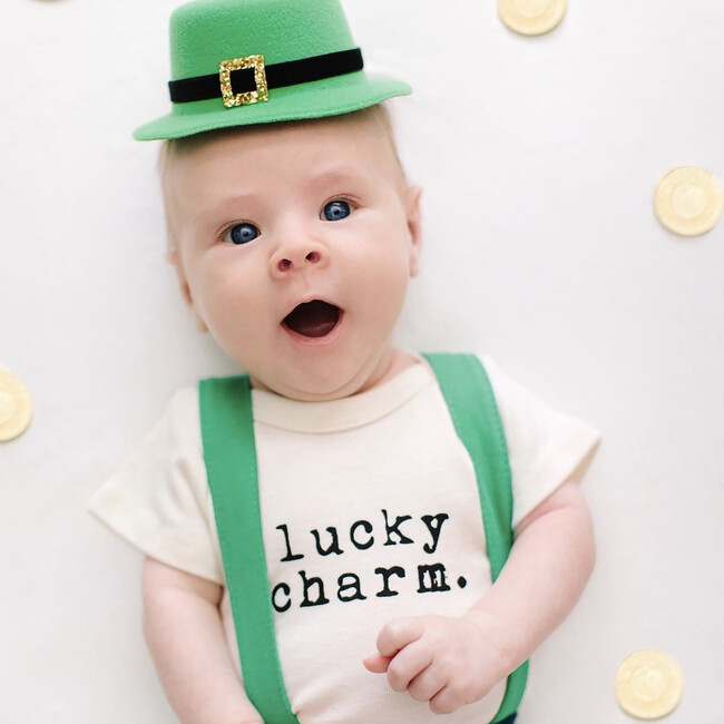 Lucky Charm Short Sleeve Onesie, Black - Onesies - 3