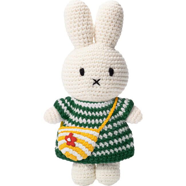 Miffy Handmade And Her Green Small Striped Dress + Bag