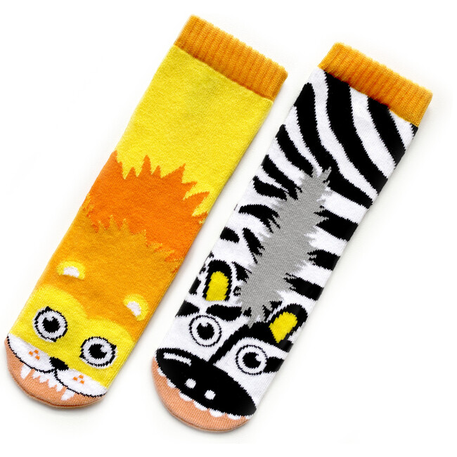 Lion & Zebra Mismatched Animals Socks for All Ages