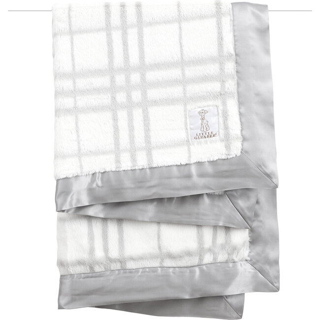 Luxe Baby Blanket, Silver Plaid