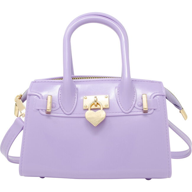 Jelly Heart Locket Satchel Bag, Purple - Bags - 1