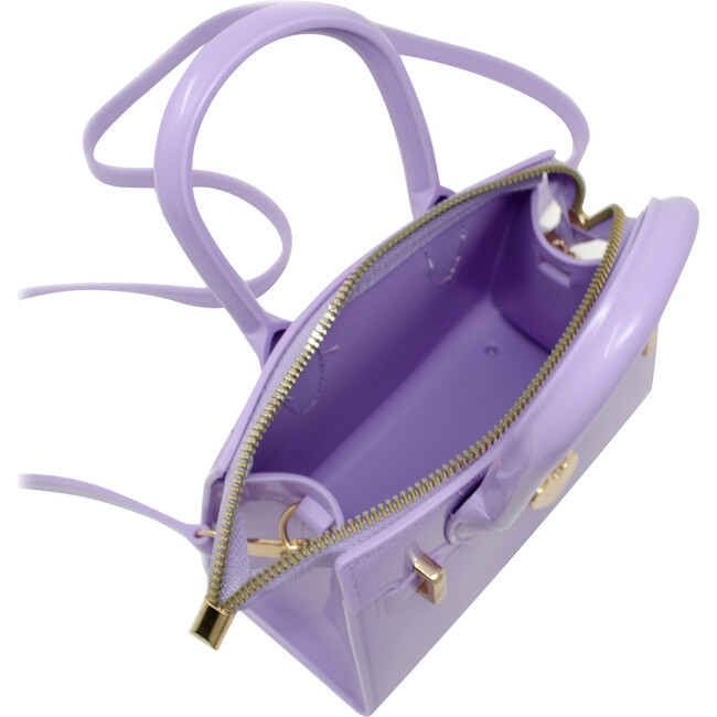 Jelly Heart Locket Satchel Bag, Purple - Bags - 3
