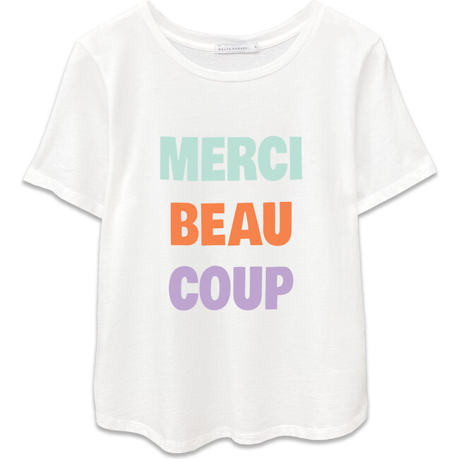 Women's Lola Merci Beaucoup, White - Tees - 1