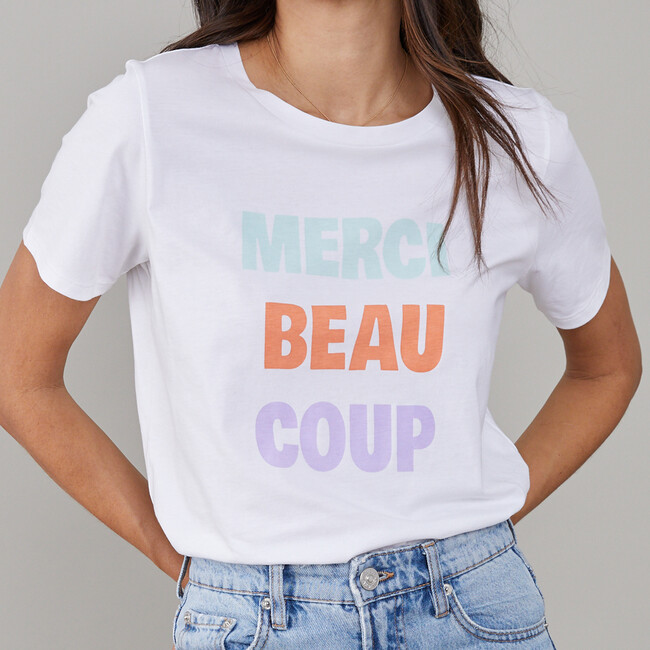 Women's Lola Merci Beaucoup, White - Tees - 2