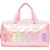 Sleepover Quilted Metallic Duffle Bag, Light Pink - Bags - 1 - thumbnail