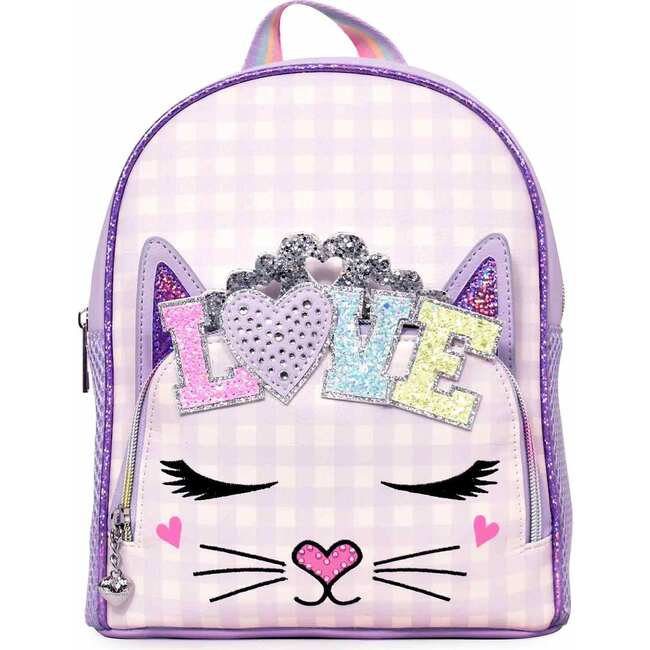 Miss Bella LOVE Gingham Print Lavender Mini Backpack, Purple - Backpacks - 1