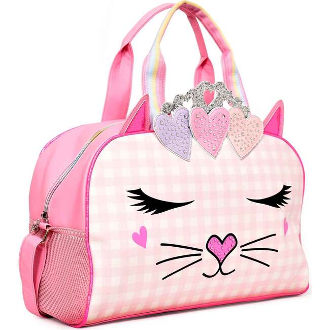 Miss Bella Gingham Print Pink Duffle Bag, Pink - Bags - 2