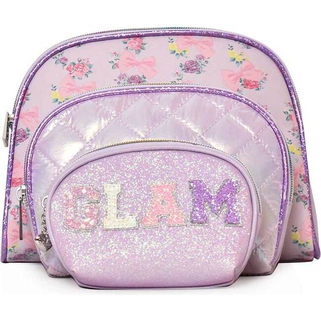 GLAM' Ditzy Daze 3 Piece Cosmetic Set, Purple - Bags - 1
