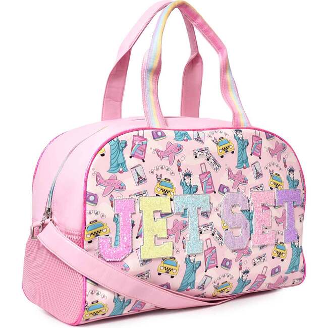 JET SET Miss Gwen New York Print Duffle Bag, Pink - OMG Accessories ...