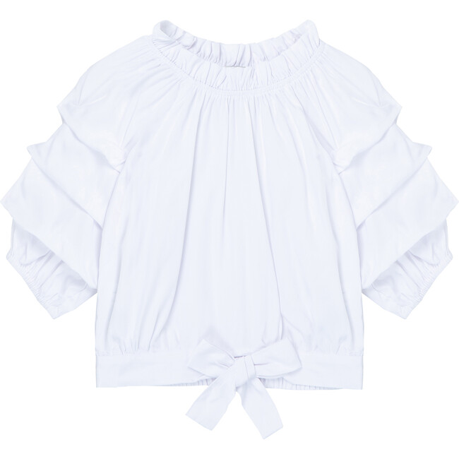 Gathered Sleeves Top, White
