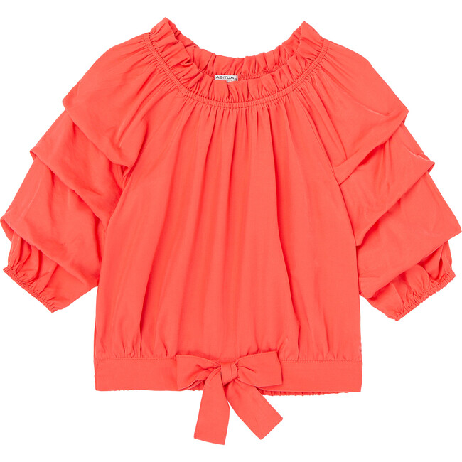 Gathered Sleeves Top, Coral
