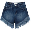 Midrise Fringe Short, Denim - Shorts - 1 - thumbnail