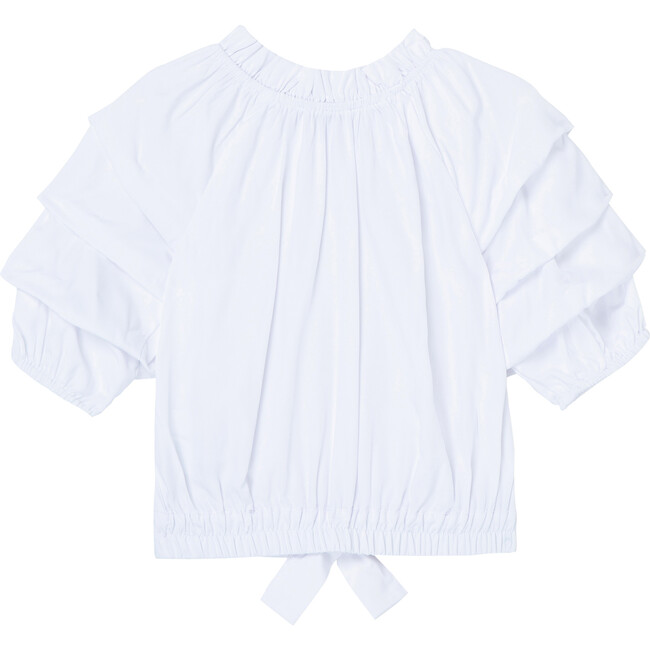 Gathered Sleeves Top, White - Blouses - 2