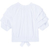 Gathered Sleeves Top, White - Blouses - 2